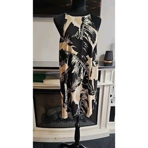 The Pants Store Dress Womens Large Palm Print Sleeveless Casual Dress Office